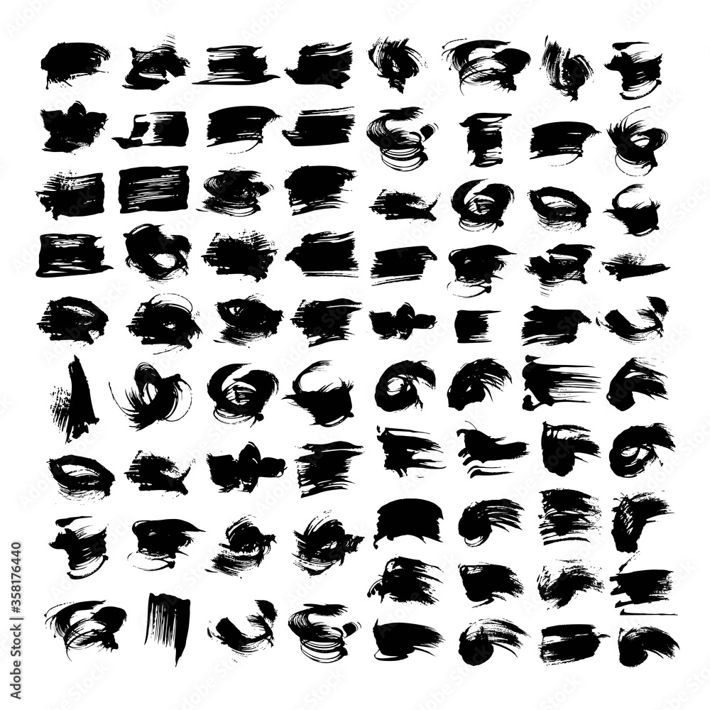 A very big set of abstract textured strokes black paint isolated on white background A very big set of abstract textured strokes black paint isolated on white background