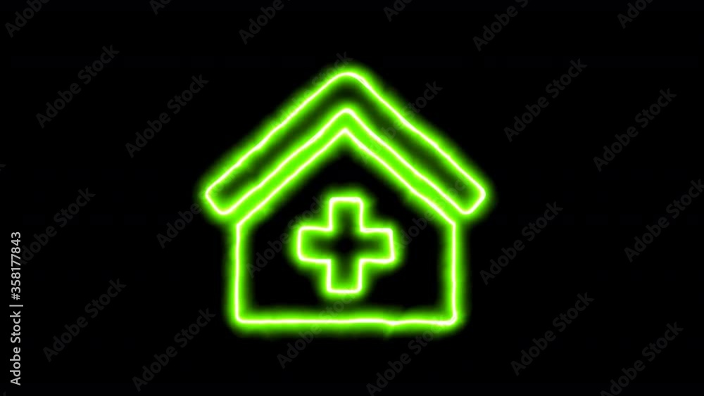 The appearance of the green neon symbol clinic medical. Flicker, In - Out. Alpha channel Premultiplied - Matted with color black The appearance of the green neon symbol clinic medical. Flicker, In - Out. Alpha channel Premultiplied - Matted with color black