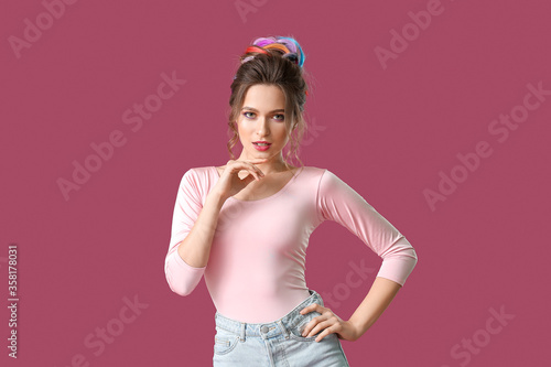 Beautiful young woman with ...