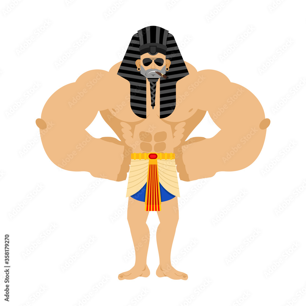 Pharaoh Strong Cool serious. Rulers of ancient Egypt strict. Vector illustration