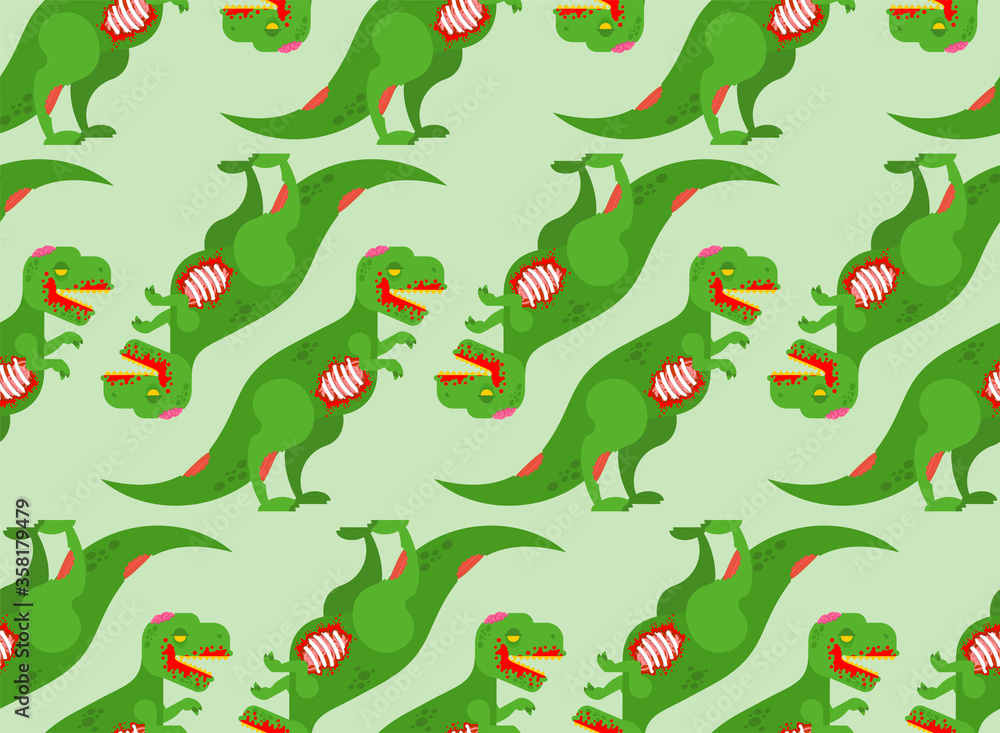 Zombie Dinosaur pattern seamless. Dino green monster background. vector texture Zombie Dinosaur pattern seamless. Dino green monster background. vector texture