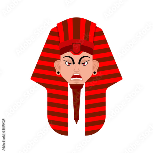 Pharaoh angry emoji. Rulers of ancient Egypt evil emotions avatar. Vector illustration