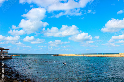 view of the sea and sky at alexandria,egypt 