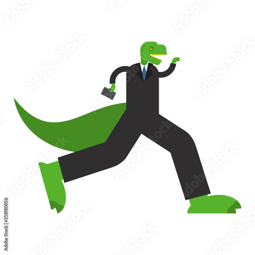 T-Rex boss. Tyrannosaurus businessman. Dinosaur in suit