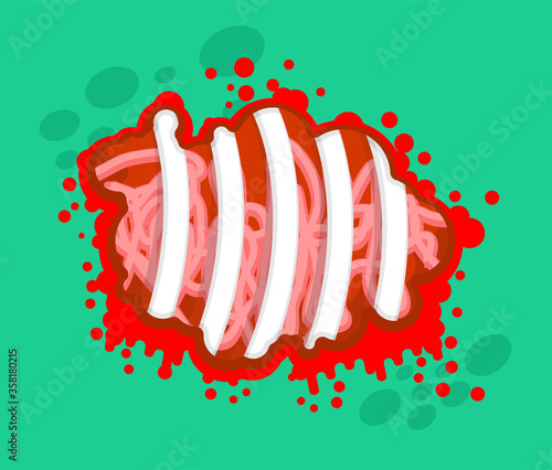 Belly zombie. ribs and guts Internal organs of zombie