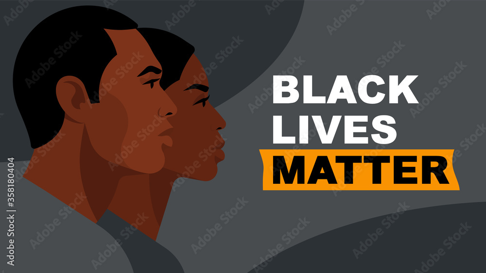 Fototapeta Black Lives Matter. Statement. Young African Americans: man and woman against racism. Black citizens are fighting for equality. The social problems of racism. Gray background.
