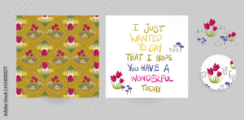 tulips vector set floral blooming card minimalistic square