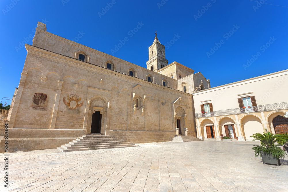 Matera Cathedral is a Roman Catholic cathedral in Matera, Basilicata, Italy. It is dedicated to the Virgin Mary under the designation of the Madonna della Bruna and to Saint Eustace.