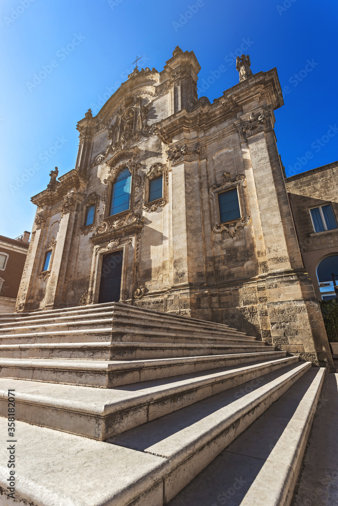 Church of San Francesco in Matera, Italy. Building of old cathedral. 