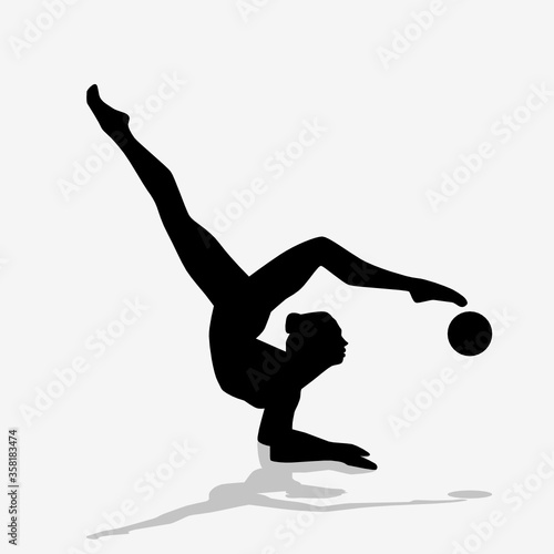 Rhythmic gymnastics silhouette. Illustration of a silhouette as a symbol of rhythmic gymnastics on a white background