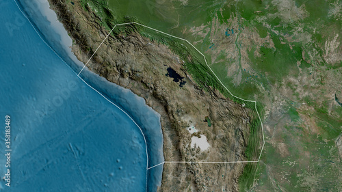 Altiplano tectonic plate - outlined. Satellite photo