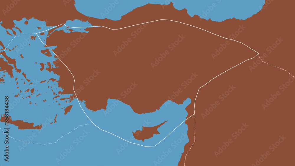 Anatolian tectonic plate - outlined. Pattern