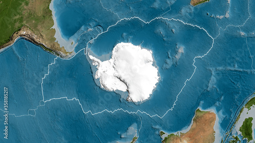 Fototapeta Naklejka Na Ścianę i Meble -  Antarctic tectonic plate - outlined. Satellite