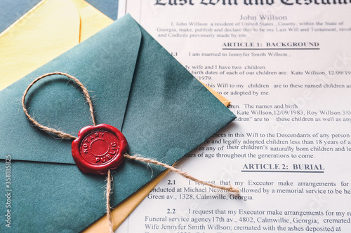 Envelope with notary public...