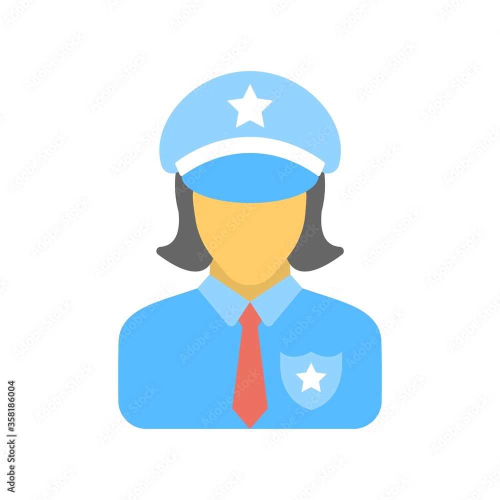 Police woman or female police officer avatar icon isolated on white background. Law enforcement officer, sheriff sign. Police woman or female police officer avatar icon isolated on white background. Law enforcement officer, sheriff sign.