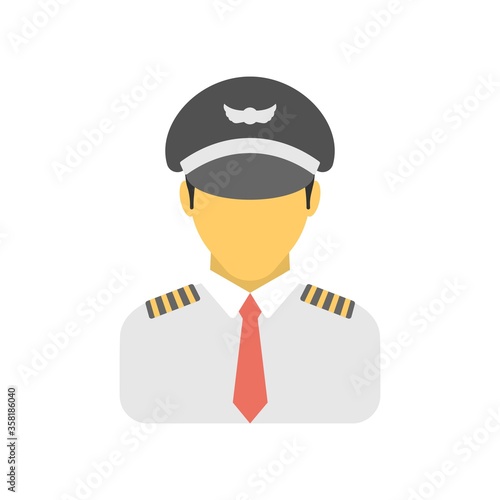 Aircraft pilot icon in flat design style. Airplane captain sign.