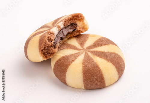 Cookies with Chocolate Filling. Isolated on background. Clipping path
