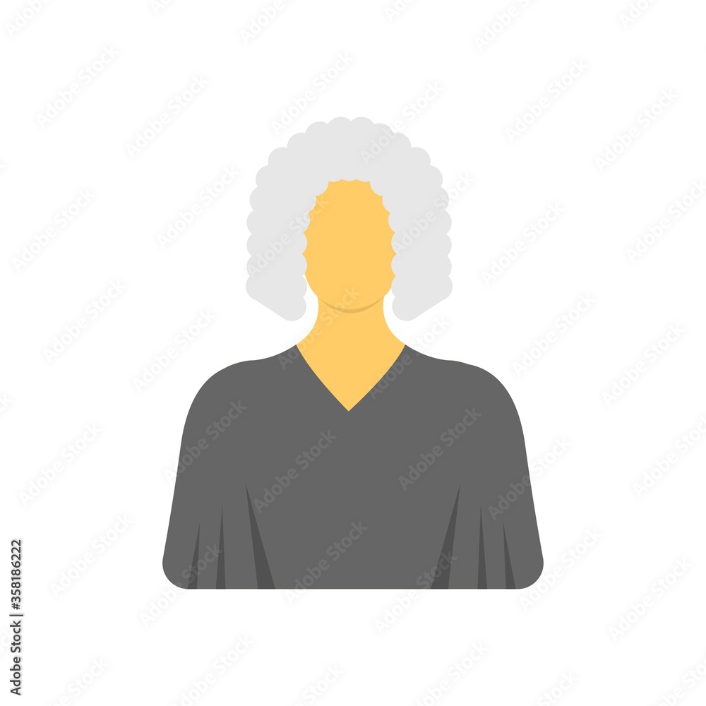 Female judge icon in flat design style. Law officer, public prosecutor sign. Female judge icon in flat design style. Law officer, public prosecutor sign.
