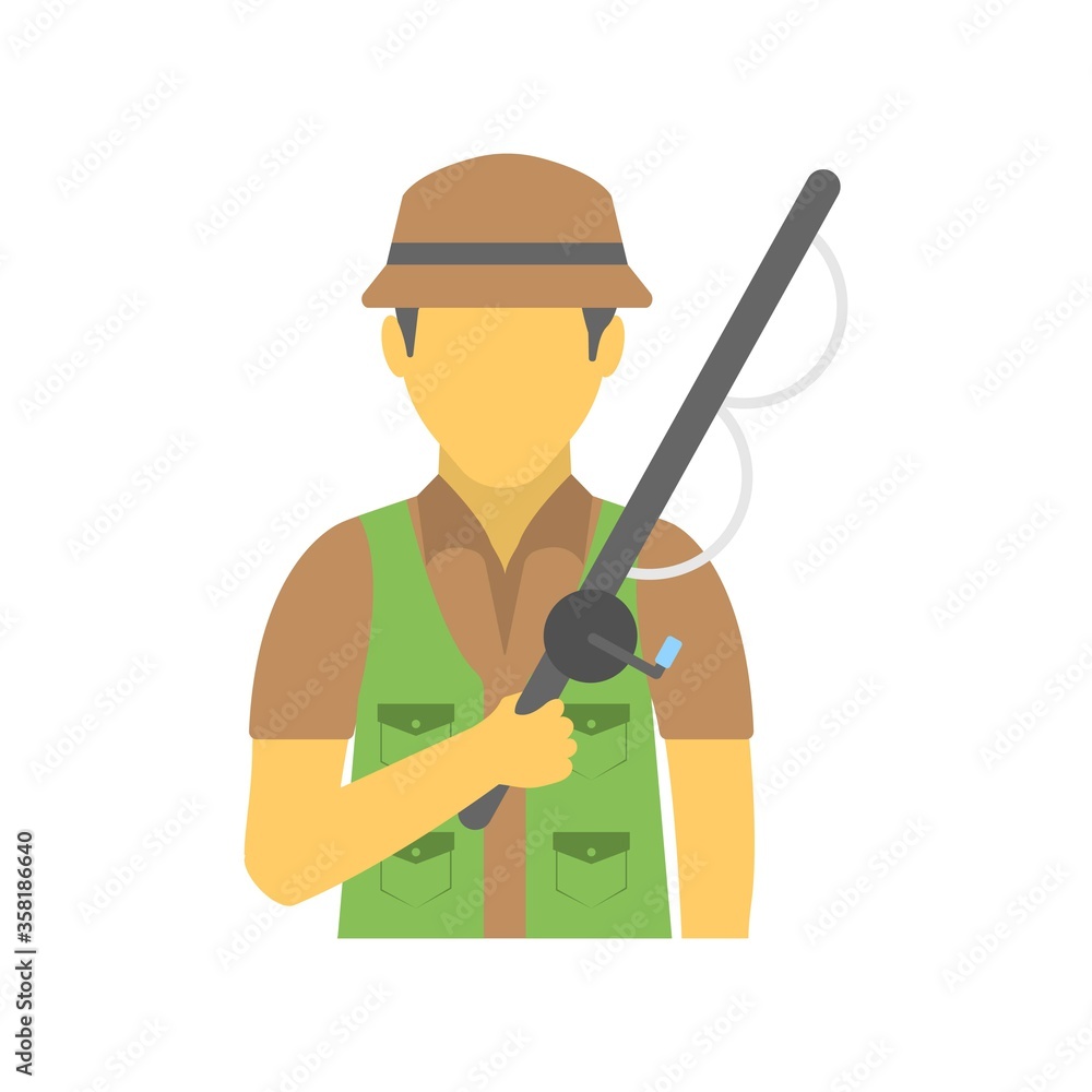 Fisherman icon in flat design style. Fishing concept. Fisherman icon in flat design style. Fishing concept.