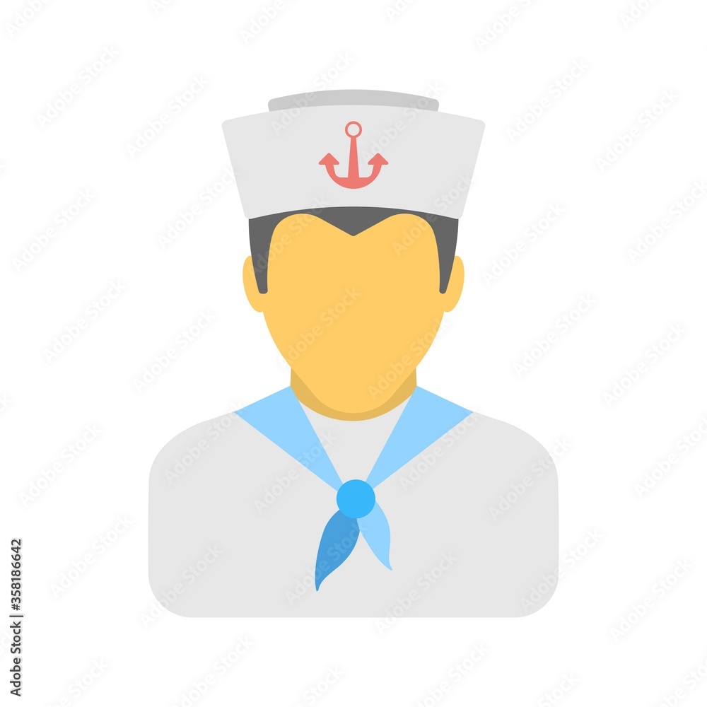 Naval officer icon in flat design style. Sailor uniform sign. Naval officer icon in flat design style. Sailor uniform sign.