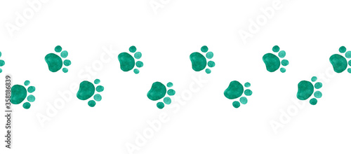 Seamless pattern with abstract traces of animals , watercolor 