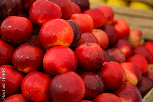 Red apples in a stock for wholesale in the market