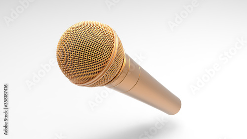 Wireless gold microphone isolated on white background - 3d illustration