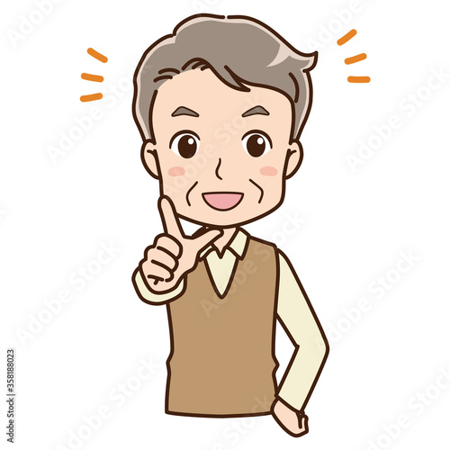 Illustration of an old man pointing