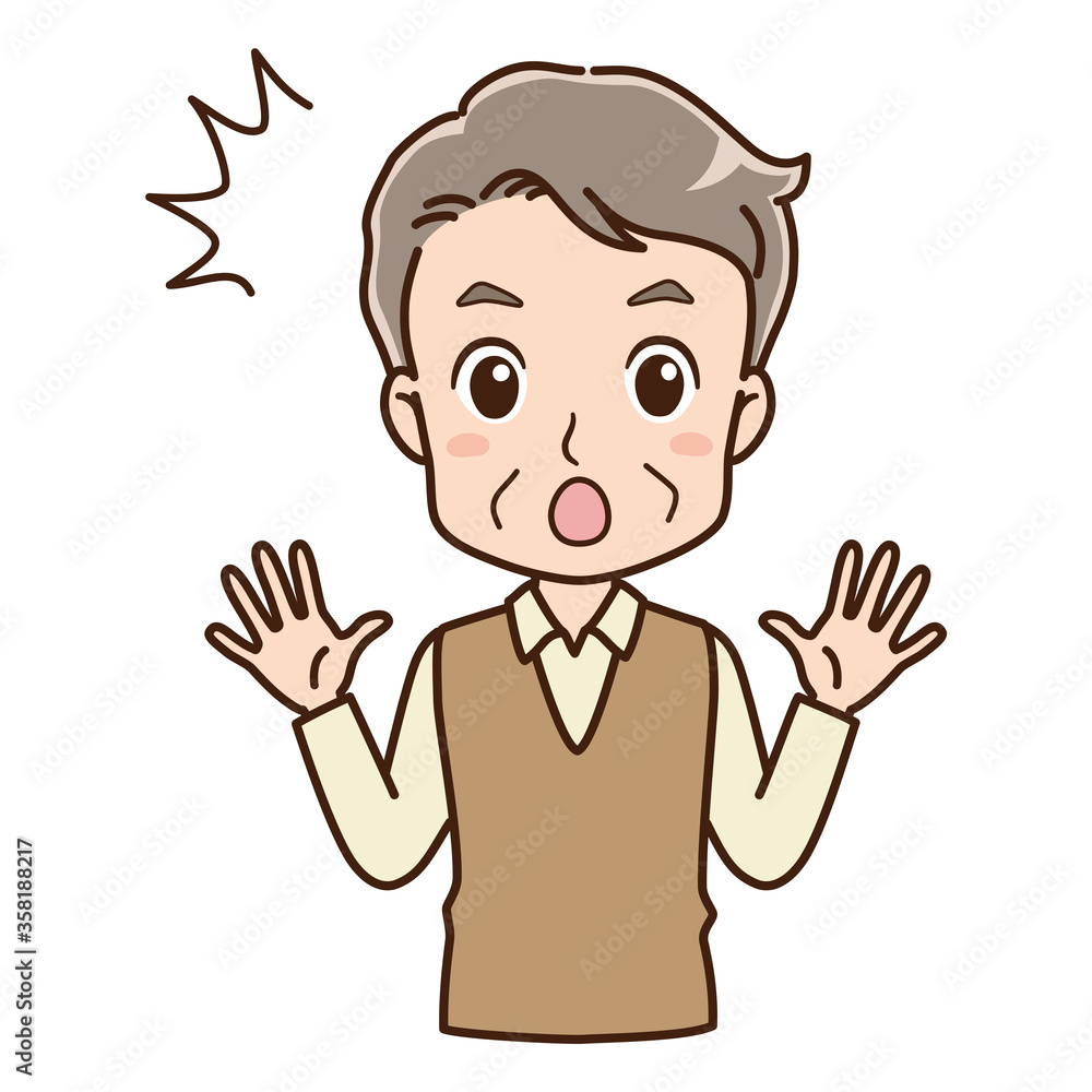 Illustration of a surprised grandfather Illustration of a surprised grandfather