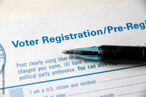 Vászonkép Heading of Voter Registration with pen