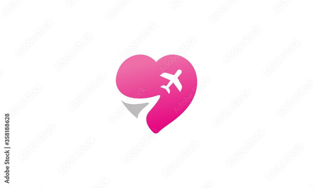 love travel logo design . a flight symbol in the heart . creative logo design . vector illustration love travel logo design . a flight symbol in the heart . creative logo design . vector illustration