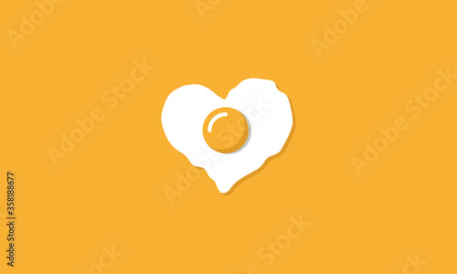 sunny side up in a heart shape , creative logo design . omelet logo design . vector illustration