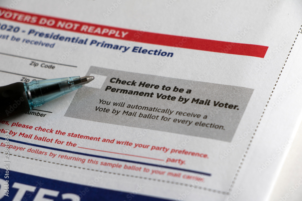 Permanent Mail Voter checkbox with pen Permanent Mail Voter checkbox with pen