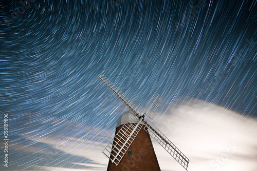 Star Trails at Night over Windwill in Halnaker,  West Sussex photo