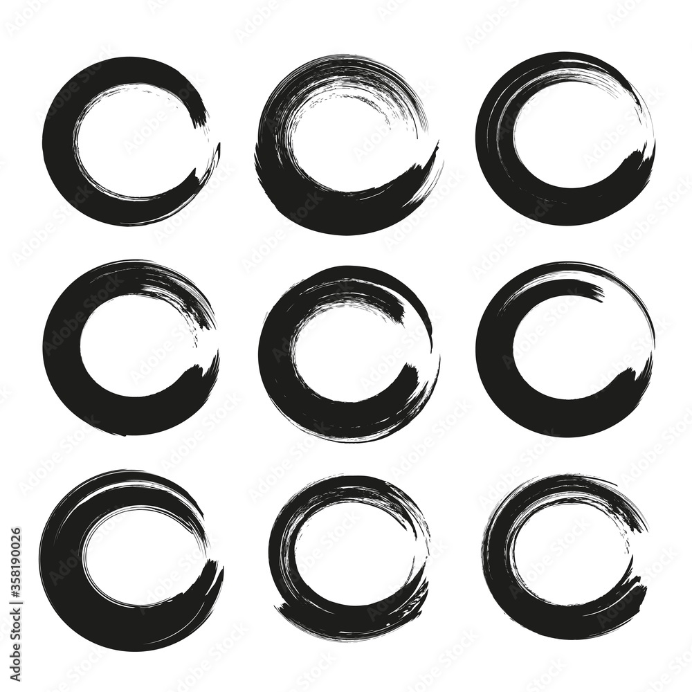 Black abstract textured circle smears isolated on a white background Black abstract textured circle smears isolated on a white background