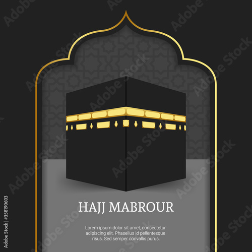 Hajj Mabrour background with Kaaba for hajj mabroor in Mecca Saudi Arabia. Luxury Islamic background.