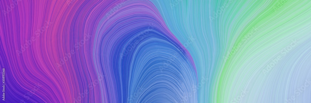Fototapeta premium colorful and elegant vibrant background graphic with modern soft curvy waves background design with light pastel purple, pastel blue and moderate violet color