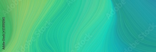 colorful and elegant vibrant artistic art design graphic with modern soft curvy waves background illustration with light sea green, pastel green and dark cyan color