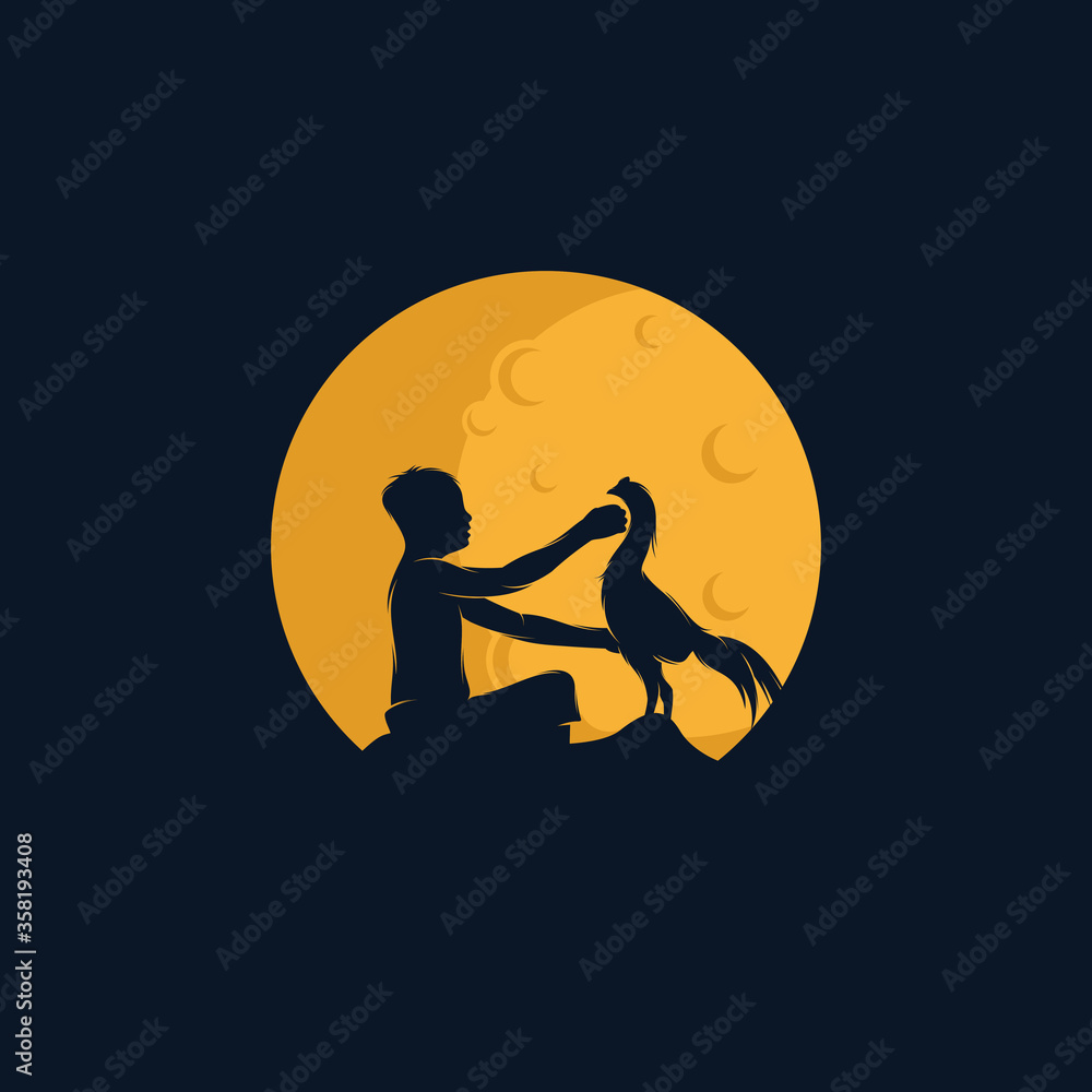 Child an on the moon logo template