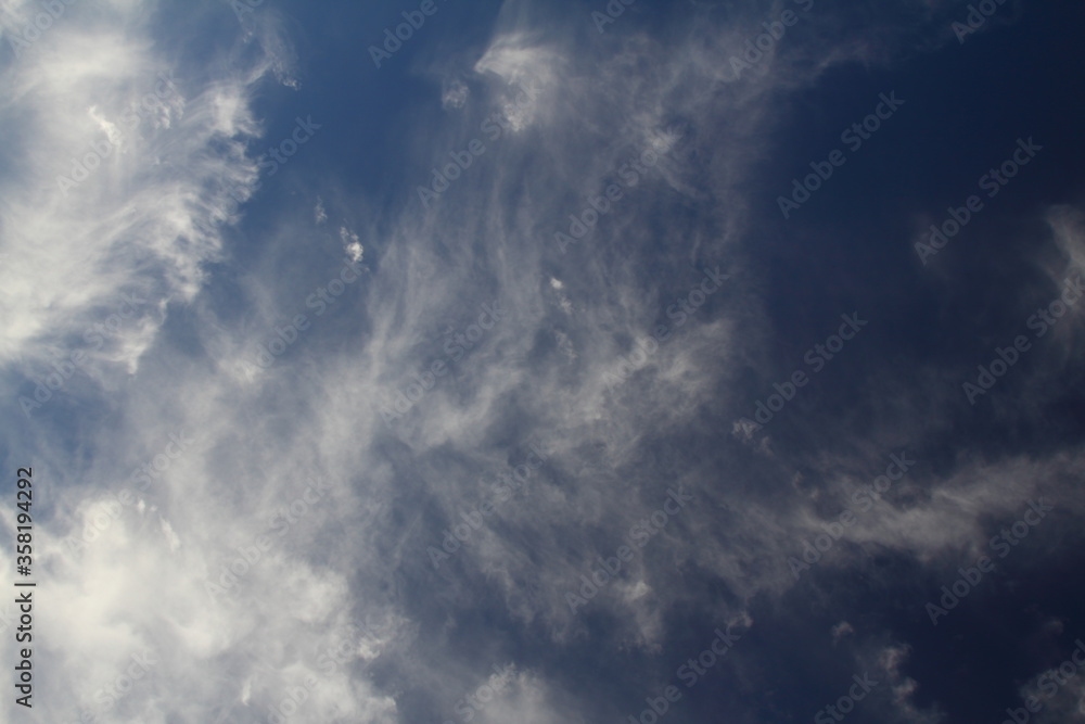 The vast blue sky and clouds sky. blue sky background with tiny clouds.