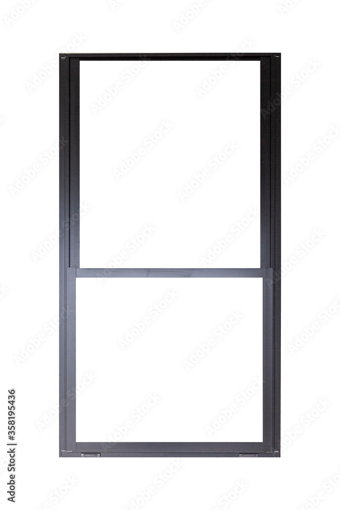 Black metal window frame isolated on white background. Black metal window frame isolated on white background.