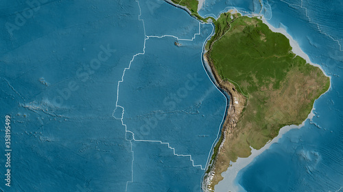 Fototapeta Naklejka Na Ścianę i Meble -  Nazca tectonic plate - outlined. Satellite