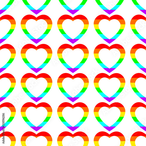 Rainbow heart seamless pattern, LGBT symbol, vector illustration.