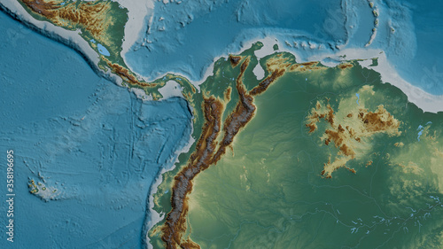 North Andes tectonic plate - raster. Relief