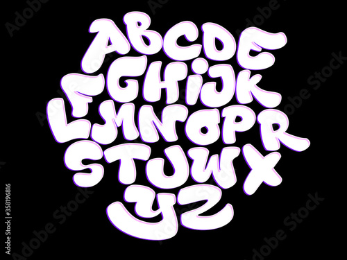 Graffiti bubble shaped alphabet set.