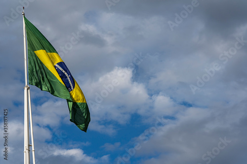 Brazil's flag. Flag of Brazil in the wind.