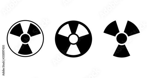 Nuclear power symbol - Caution radioactive danger sign. Radiation warning icon design template on isolated background. Radioactive contamination. Nuclear alert. Radiaction warning. Vector illustration