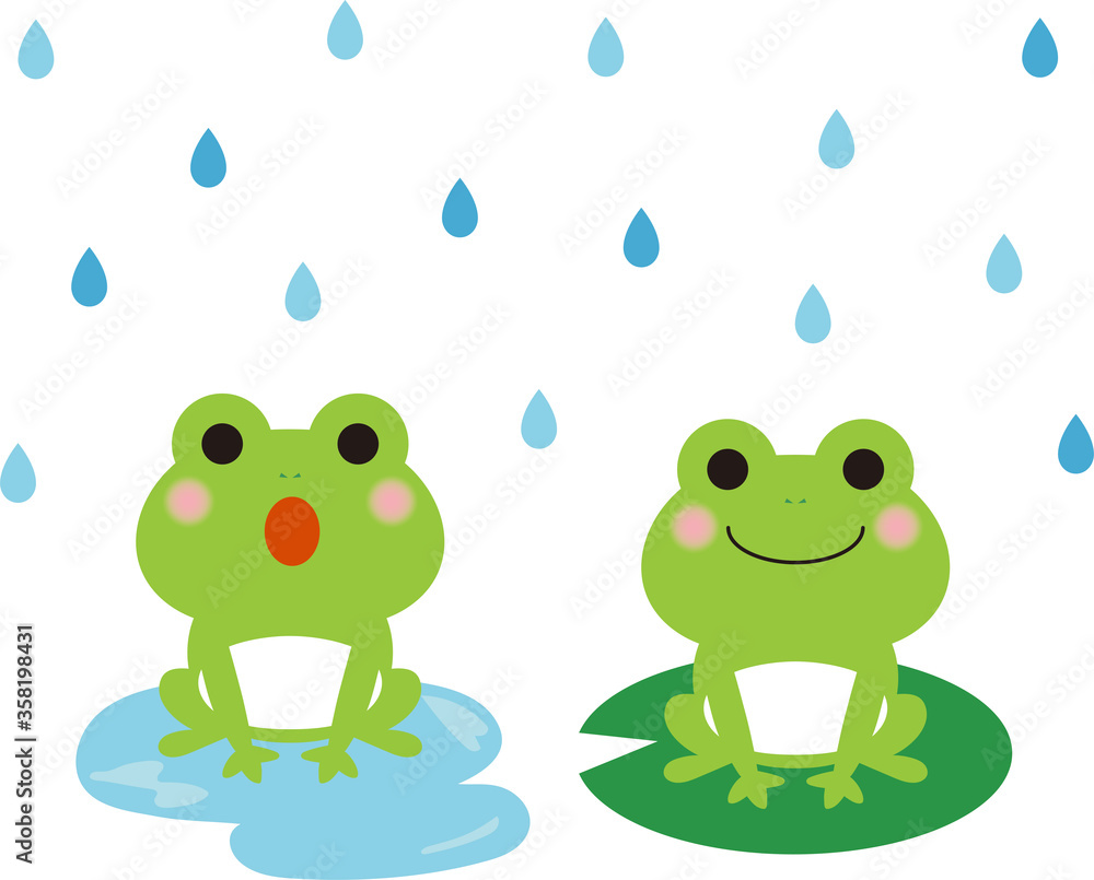 カエルと雨のセットです。 カエルと雨のセットです。