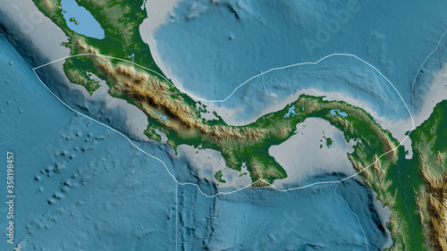 Panama tectonic plate - outlined. Physical