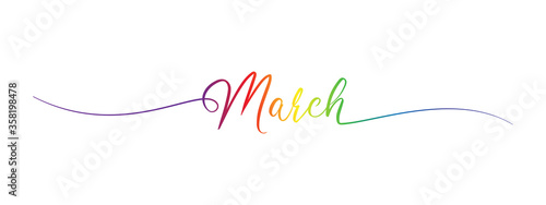 march letter calligraphy banner colorful gradient 